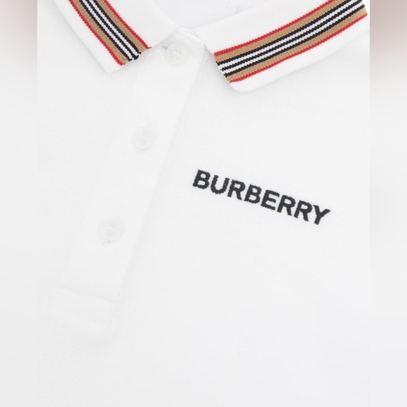 Burberry Girls Martina Puff Sleeve Icon Stripe Trim Top Shirt $190 - Picture 4 of 5